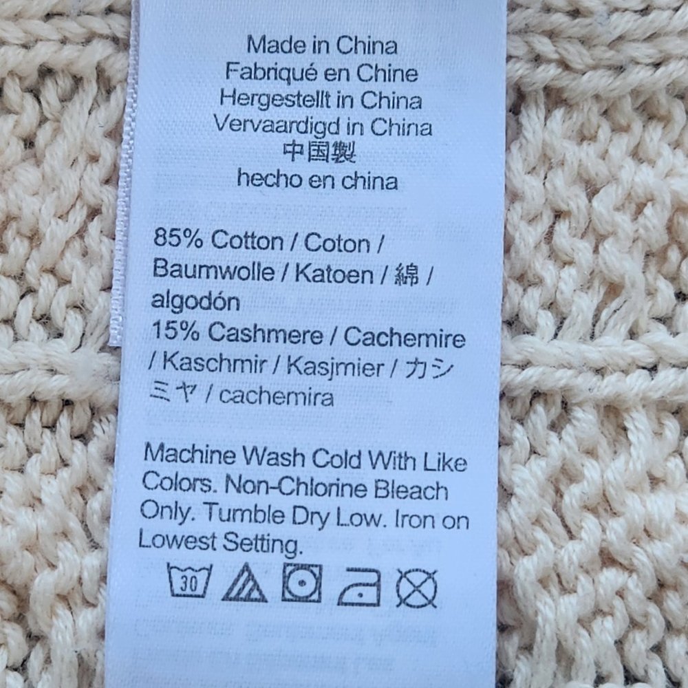 NWOT J. Crew Cotton Cashmere Cable Knit Pullover in Palest Peach RUNS BIG - Picture 5 of 10